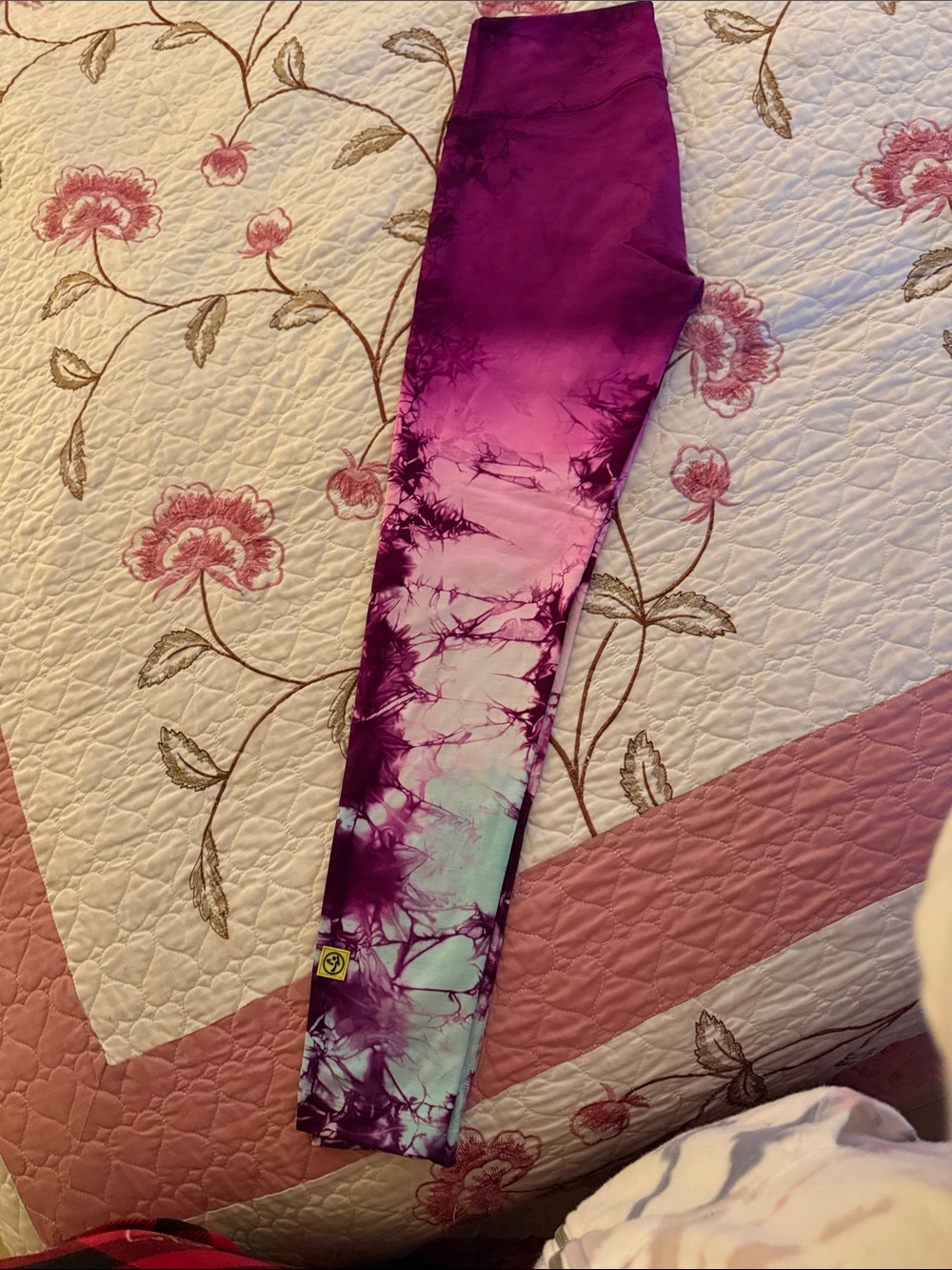 Zumba Fitness  Purple and Aqua Tie-Dye Leggings
